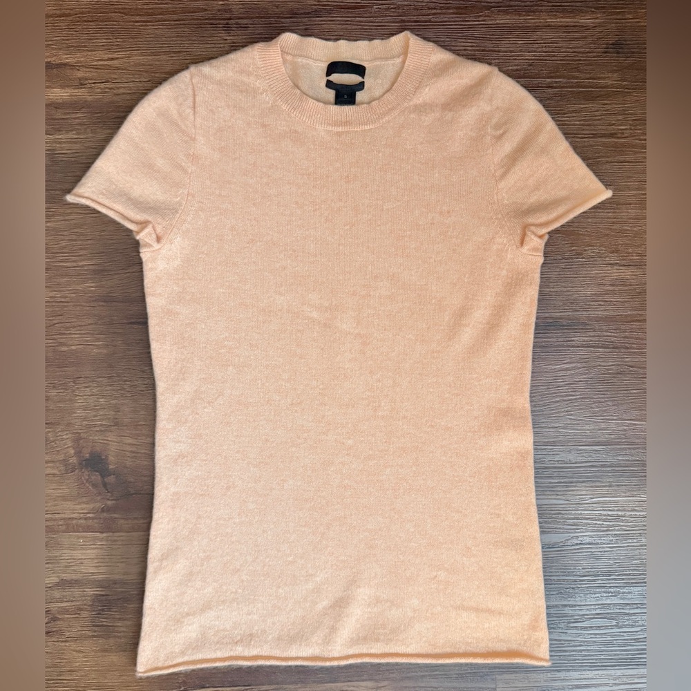 J. Crew 100% Cashmere Women's Peach Short Sleeve Tee - Picture 4 of 9
